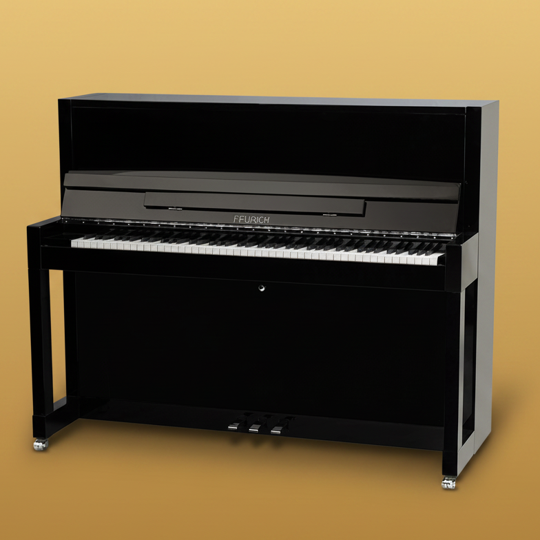 Feurich Mod. F115 - Premiere - Negro pulido, Herraje cromado - Para Importación.