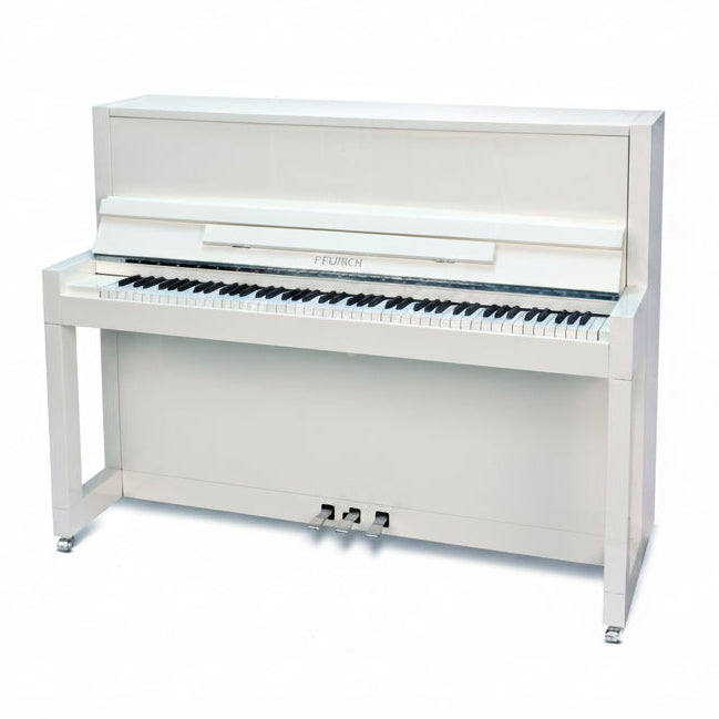 Feurich Mod. 115 - Premiere - Blanco pulido, Herraje cromado.