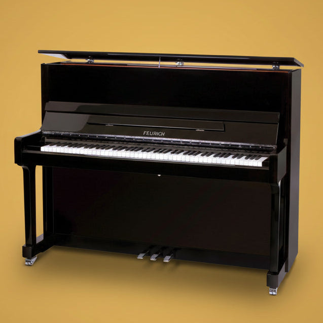 Feurich Mod. F122 - Universal - Negro pulido, Herraje cromado - Para Importación.